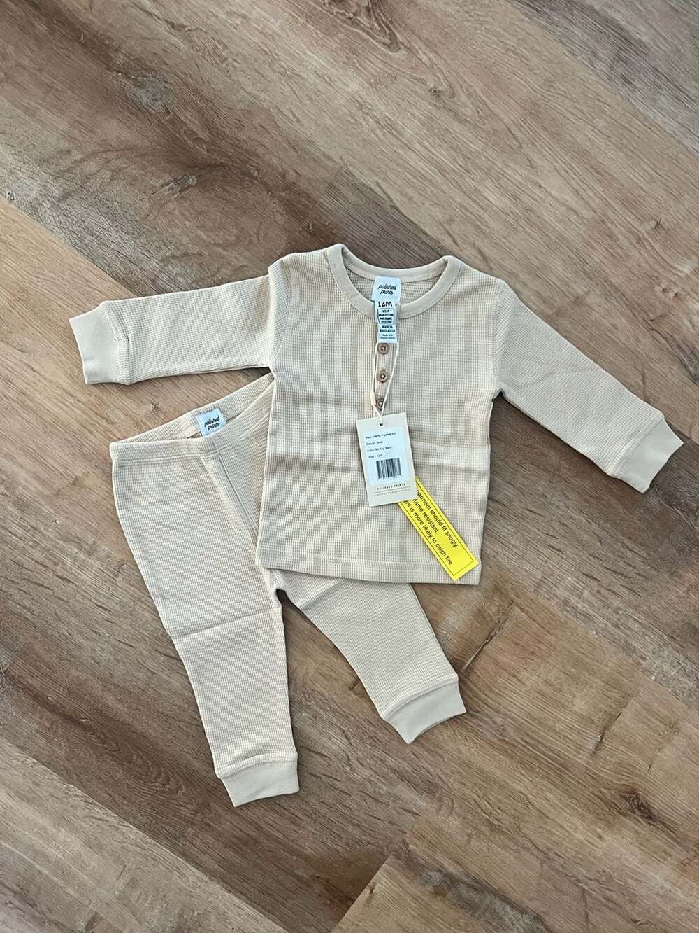 Polished Prints Baby Waffle Pajama Set Shifting Sand 12M